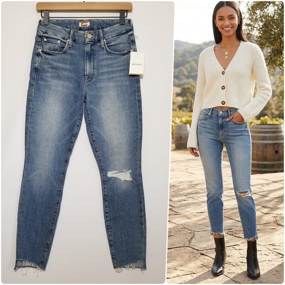 NWT Mother Denim Looker Ankle Step Fray Jeans Exposed Secret Sister Size 26 $228